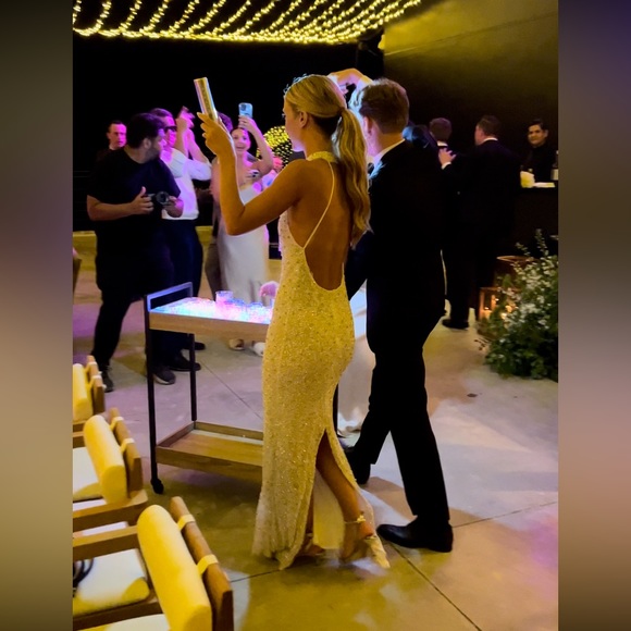 Retrofete Sparkling White Halter Maxi Dress - Picture 3 of 4